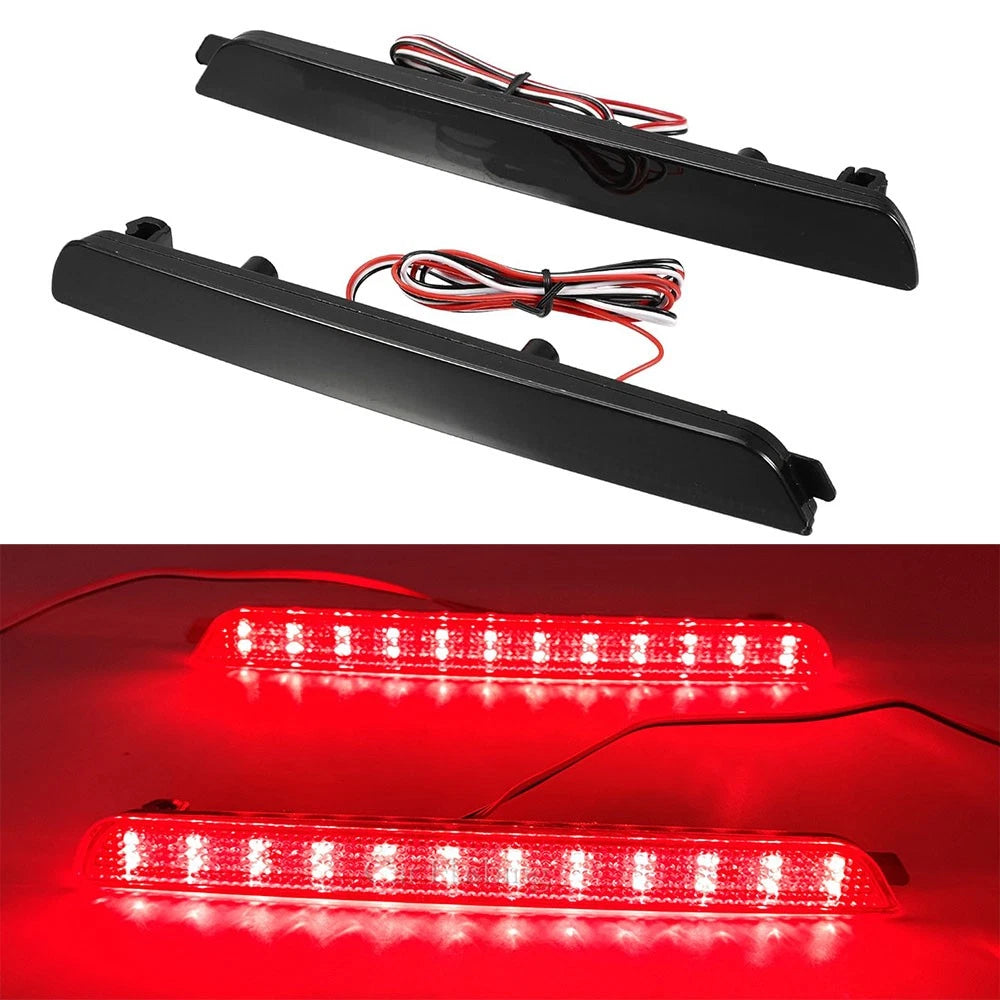 2Pcs Smoke Lens Red LED Rear Bumper Reflector Brake Light for Mazda 3 (2004–2009)