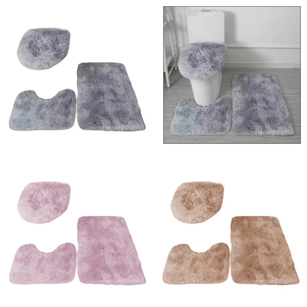 Set of 3 Bathroom Rugs with Anti Skid Base