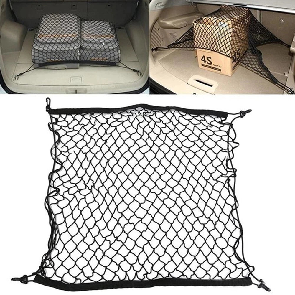Elastic Floor Car Boot Net Storage Mesh with 4 Hooks for Universal Fit