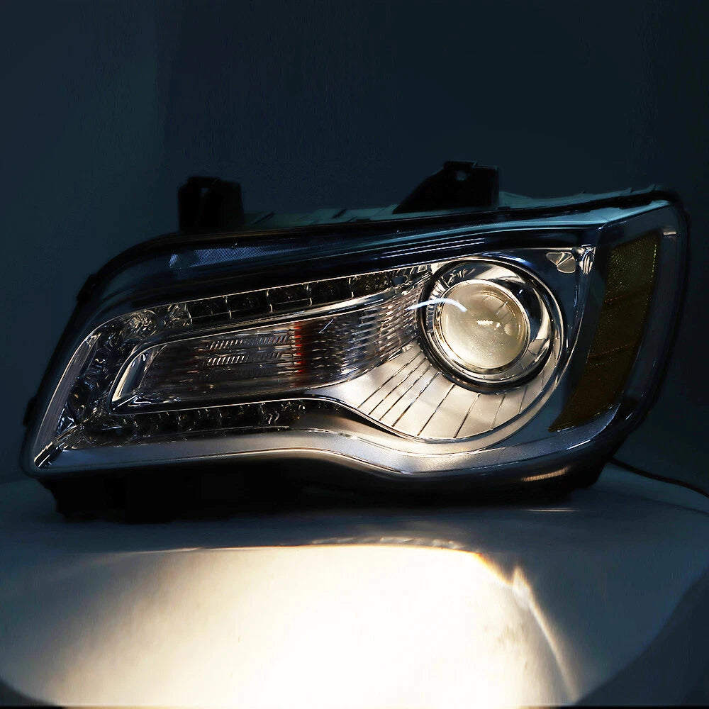 Set of 2 Halogen Headlight Assemblies for Chrysler 300 (2011–2014) Chrome