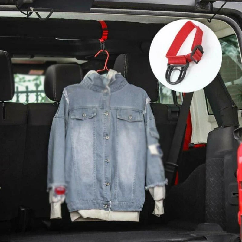 Car Coat Hook Clothes Hanger for Universal Use (Portable, Red/Black)