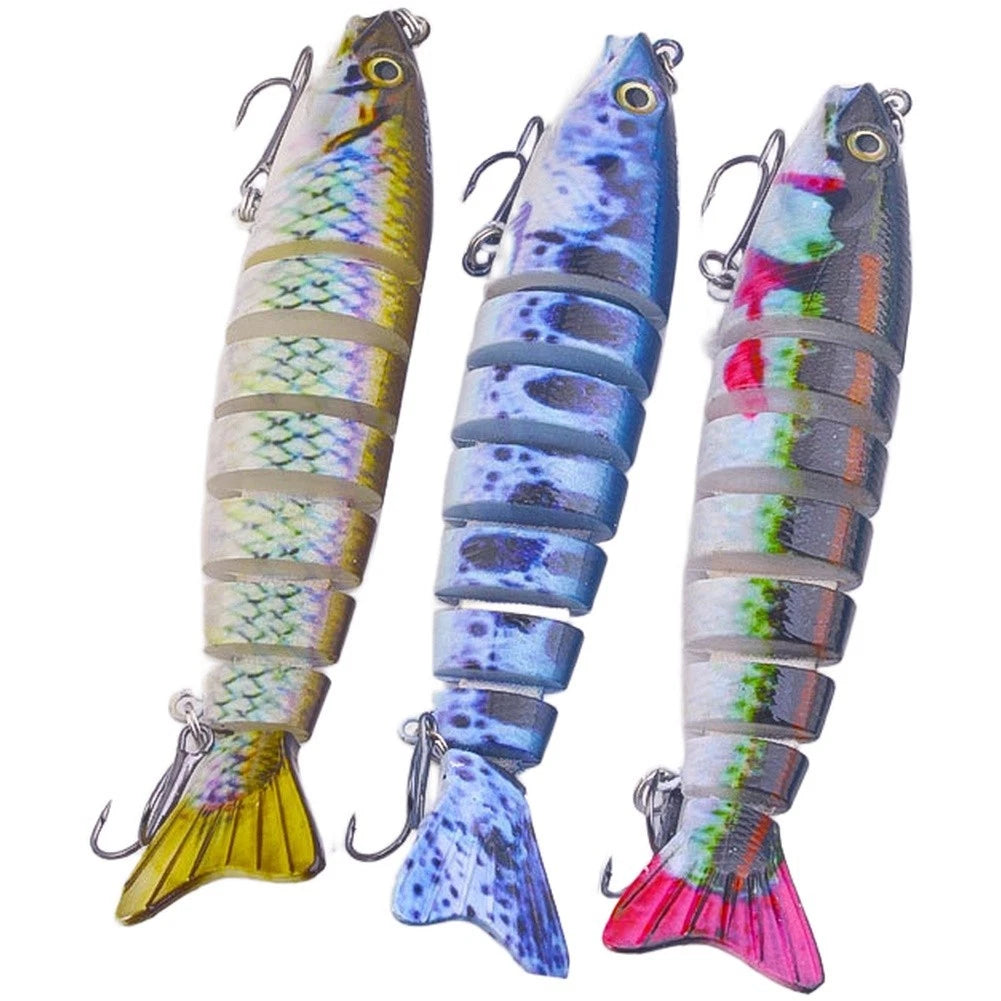 Set of 3 Multisection Fish Lures for Shoreline and Boat Angling