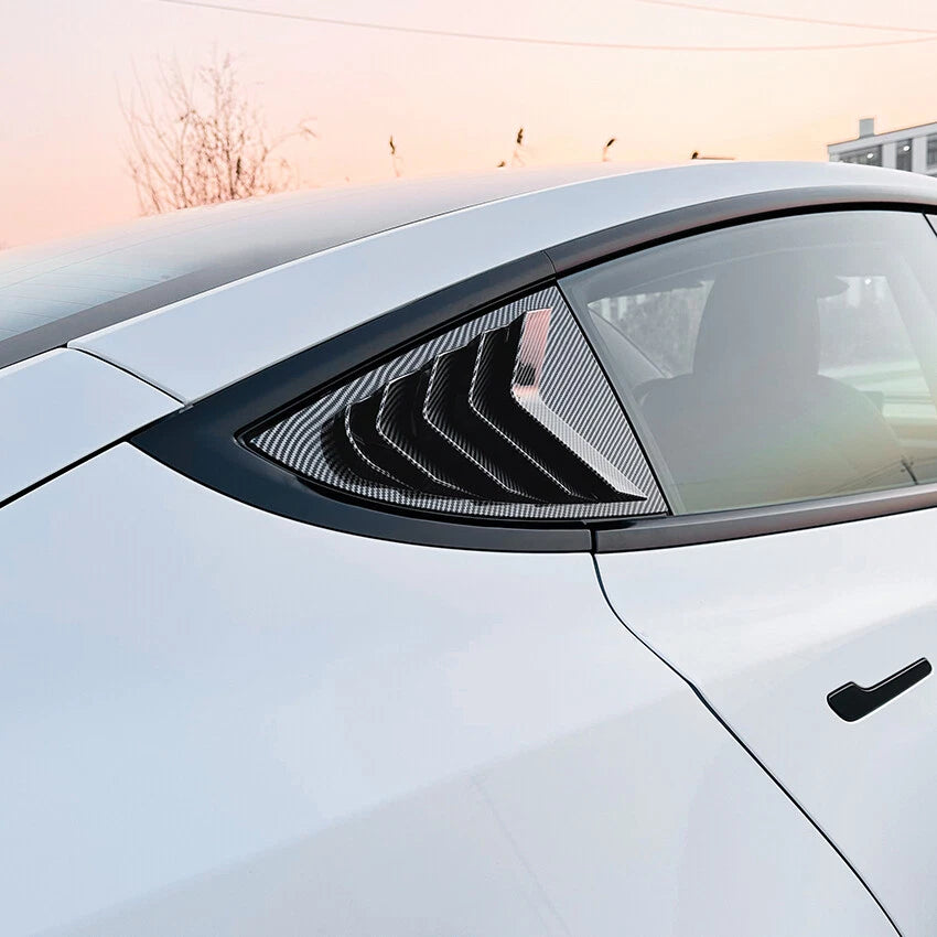 Carbon Look Rear Side Window Louver Shutter Cover for Tesla Model 3 (2024+)