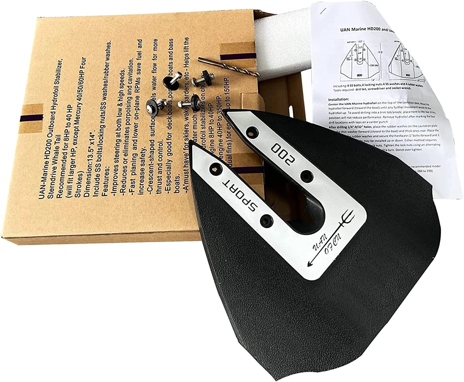 Whale Tail Hydrofoil Stabilizer for Sterndrive Engines & Outboard Motors