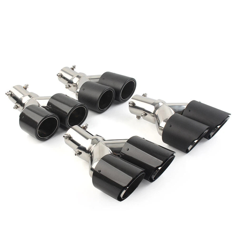 Car 101mm Carbon Fiber Muffler Tip Y Shape Outlet Universal Exit Exhaust Pipe