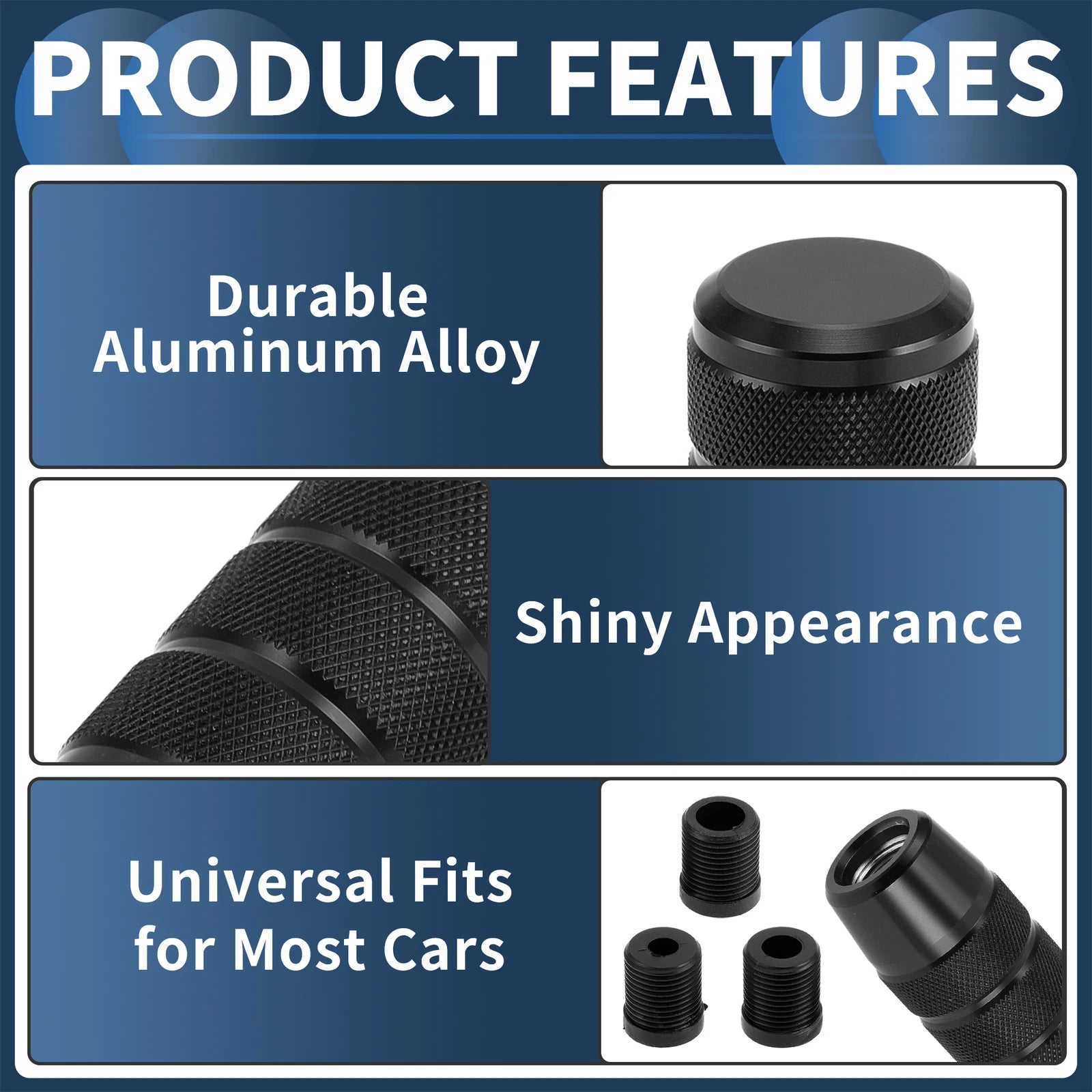 Shift Knob with 3 Adapters for Universal Fit (Automatic & Manual)