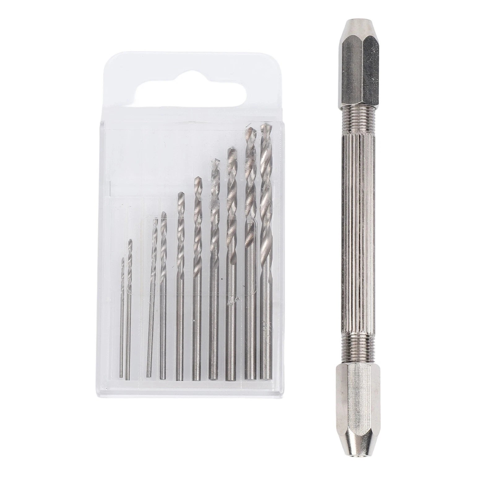Pin Vise Hand Chuck Double End with 10 Drill Bits for Craft and Watchmaking