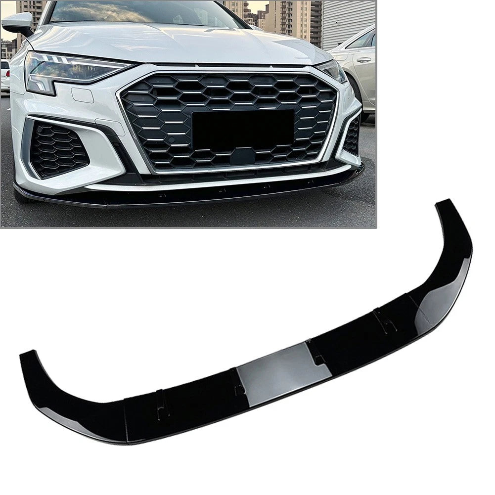 Front Bumper Lip Splitter Spoiler for Audi A3 S3 (2021–2023) Glossy Black