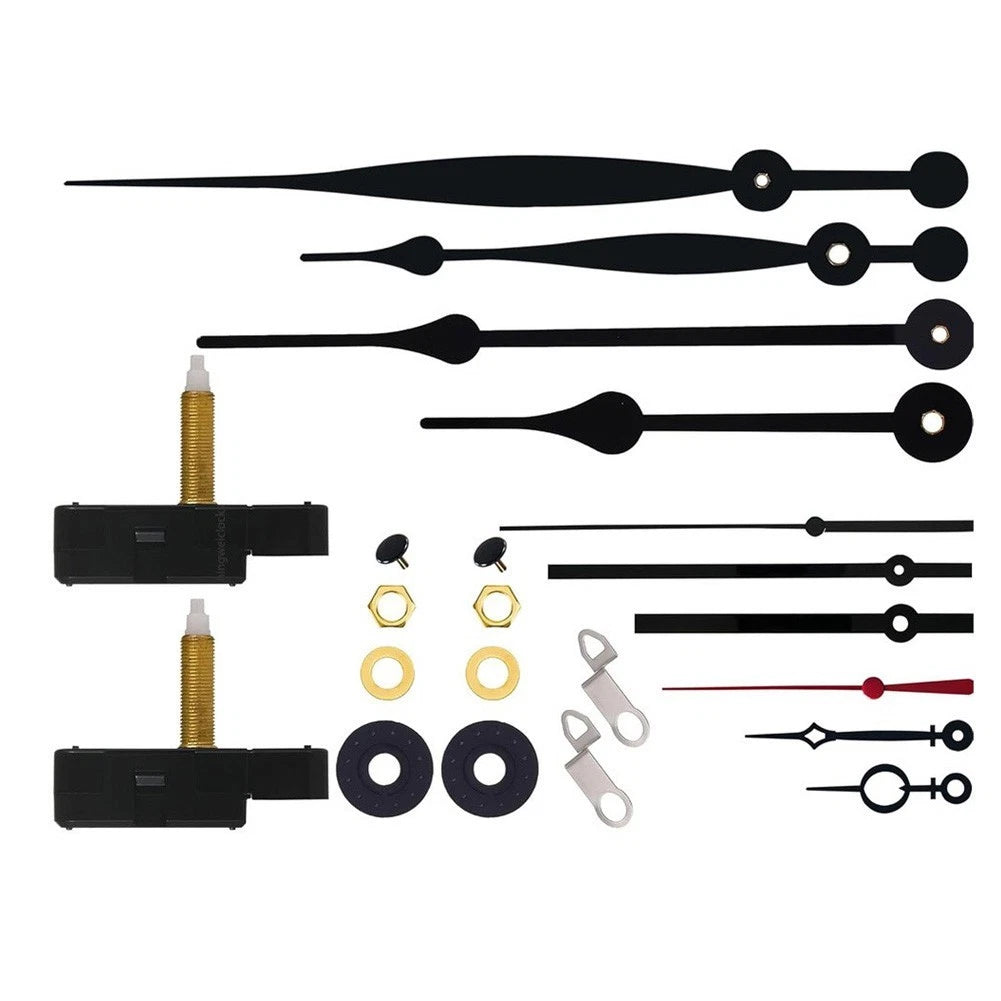 Set of 4 Silent Clock Movements 32mm Shaft with Hands for Easy Assembly