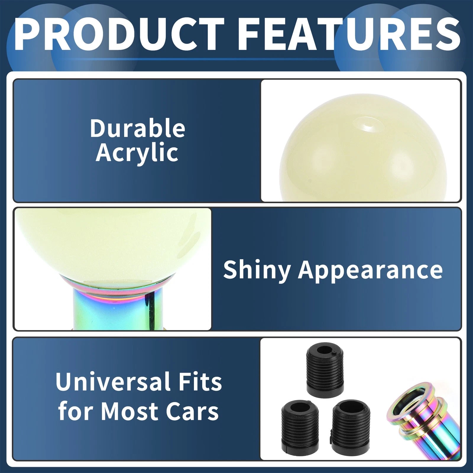 Shift Knob with 3 Adapters for Universal Fit (9cm)