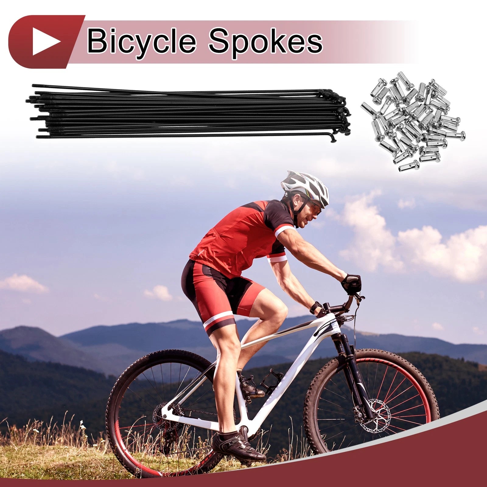 Bicycle Spokes Set 189mm Carbon Steel Black for 14G Wheel