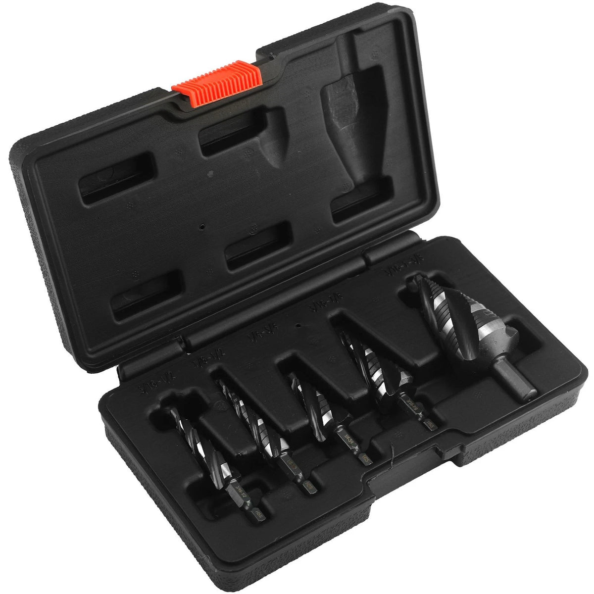 5pcs Step Drill Bit Set with 1/4-inch Hex Shank and 9mm Round Shank