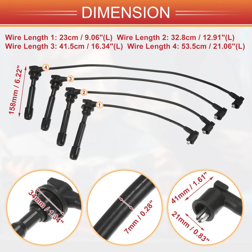 Spark Plug Wire Ignition Coil Cable Kit for Hyundai Elantra (2001–2006)