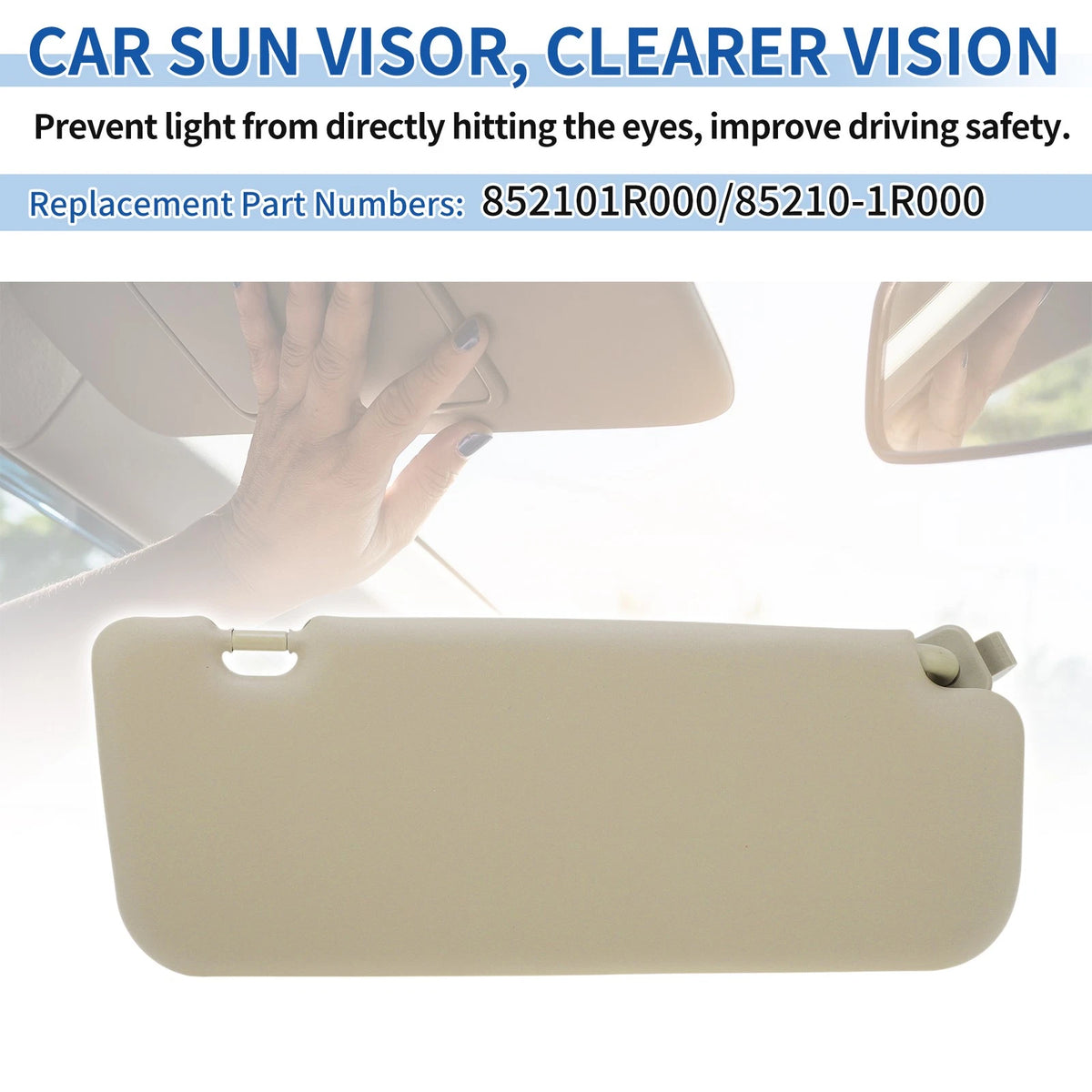 Left Side Sun Visor Replacement for Hyundai Accent 1E (2011–2015) Beige