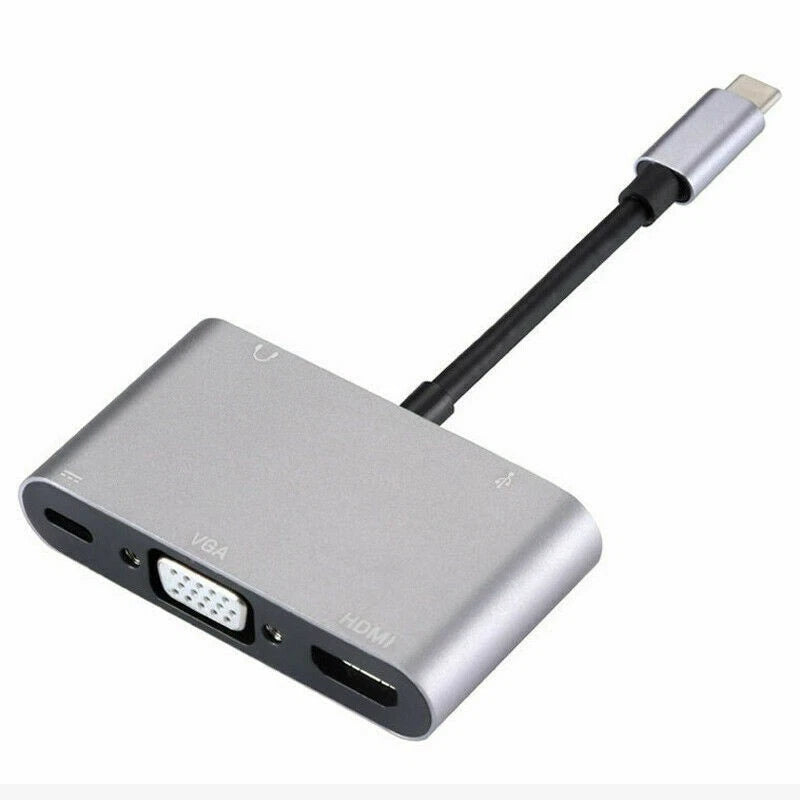 USB-C PD Adapter Hub for HDMI/VGA Devices (4K/1080P)