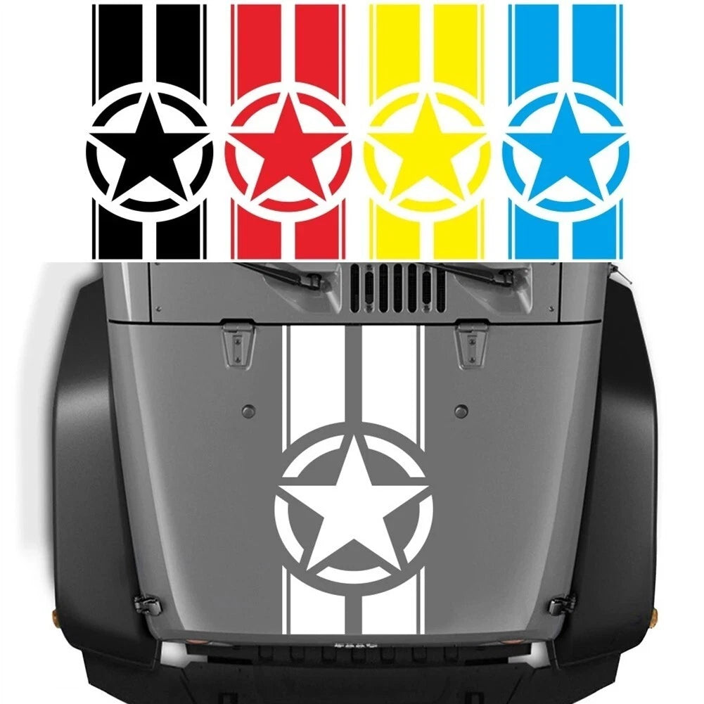 Black Racing Stripe Decal for Jeep Wrangler (Reflective, 45x110cm)