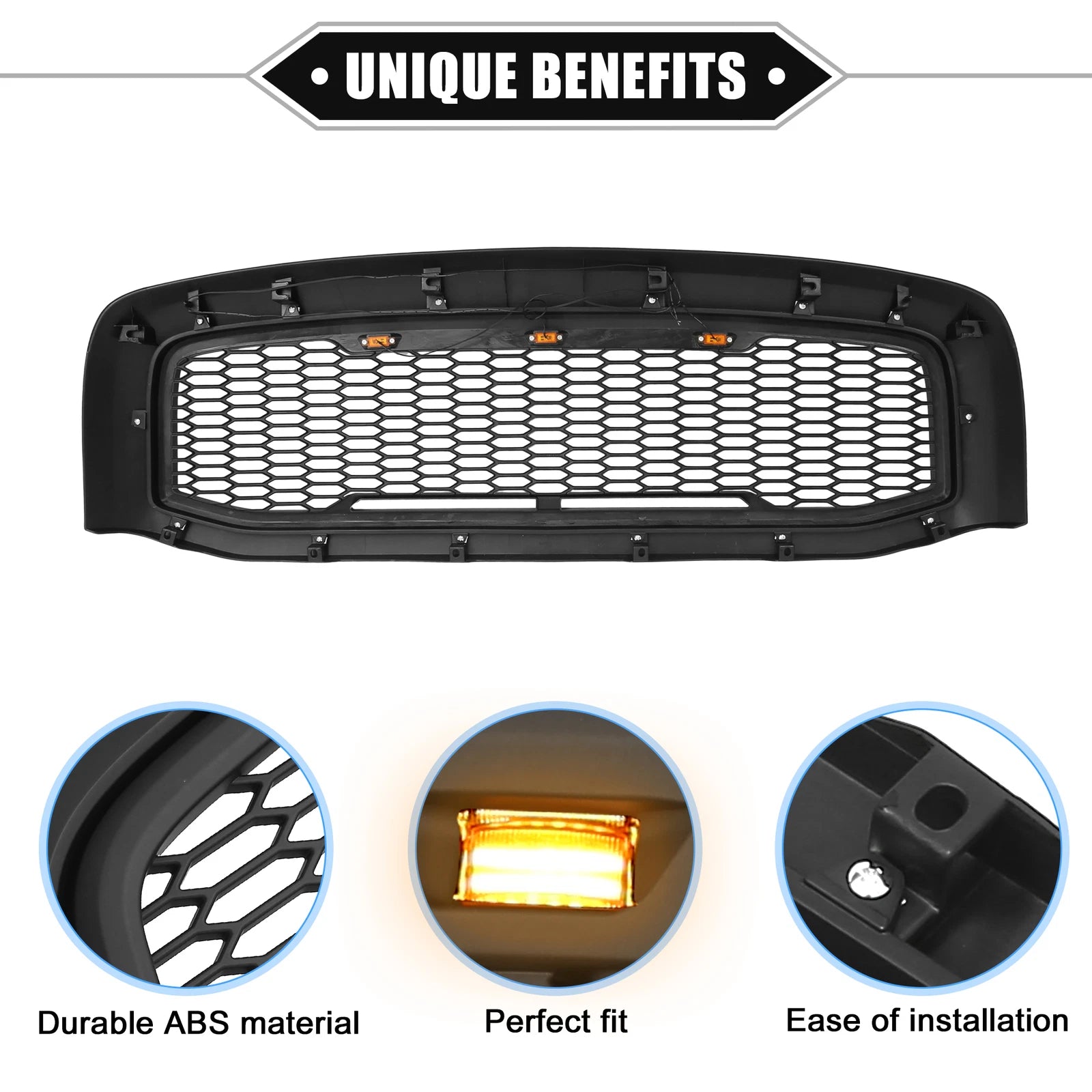 Front Grille Assembly with LED Lights for Dodge Ram 3500