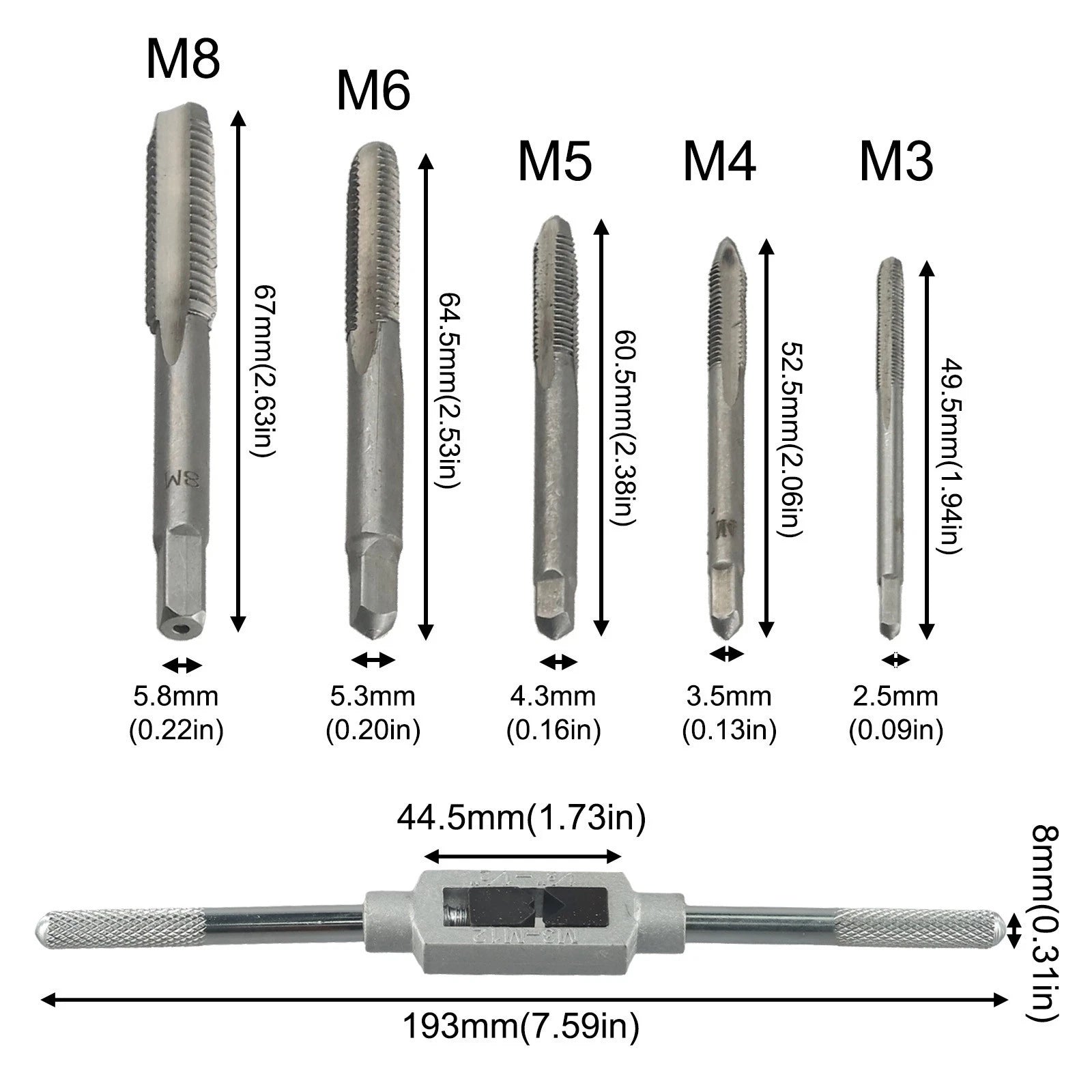 Adjustable Ratchet Tap Wrench for M3 Precision Tapping