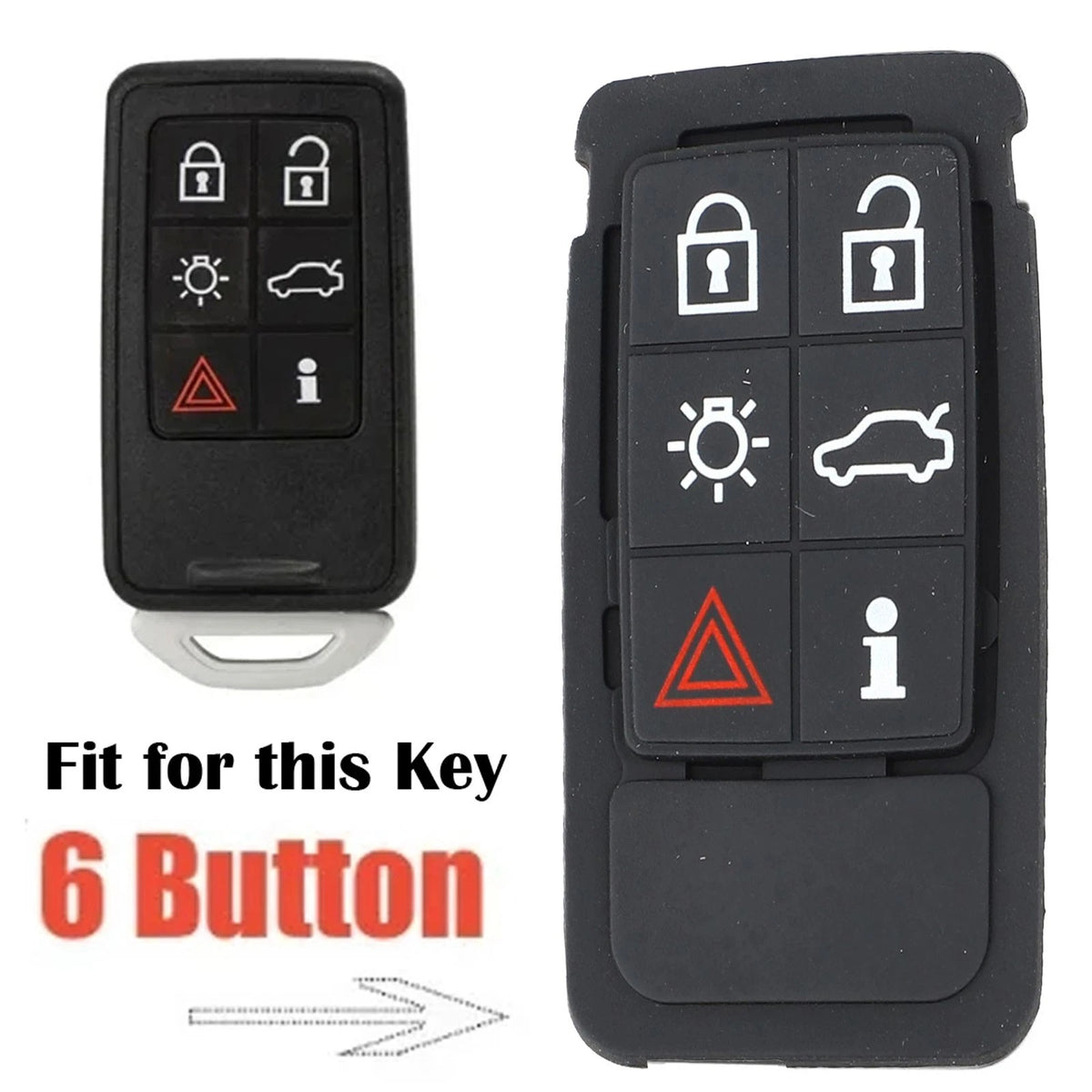 For Volvo for xc60 XC70 for v70 for s60 S80 Rubber Remote Key Pad 6 Button
