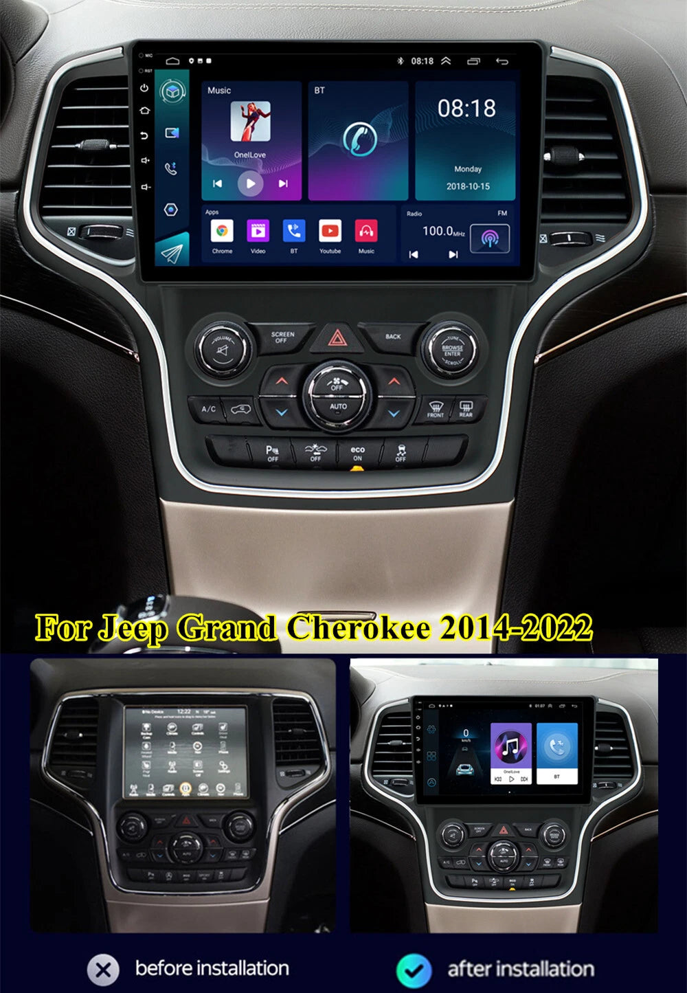 10.1'' GPS Navigation Head Unit for Jeep Grand Cherokee (2014–2022)