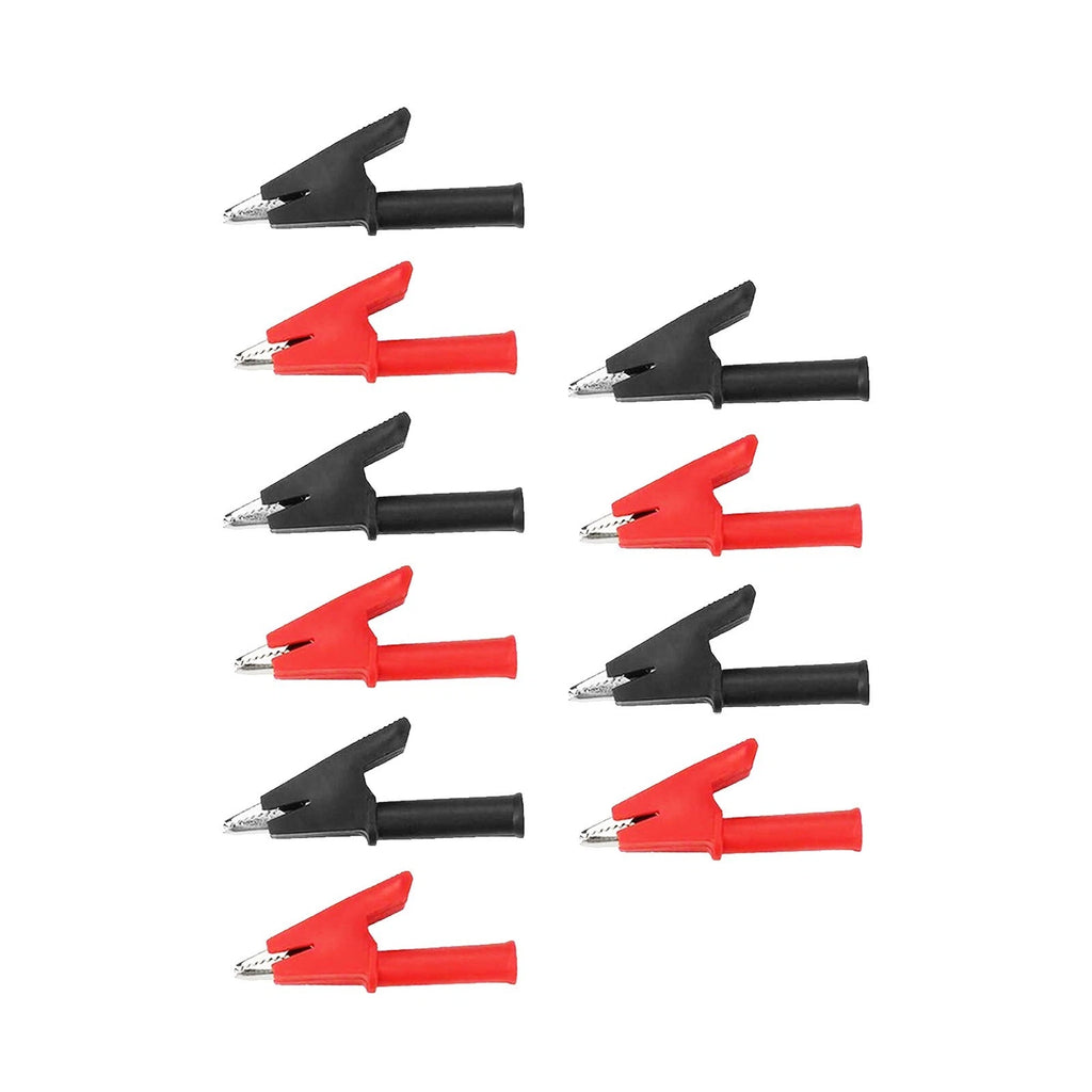 Set of 10 Insulated Crocodile Clips for Electronics