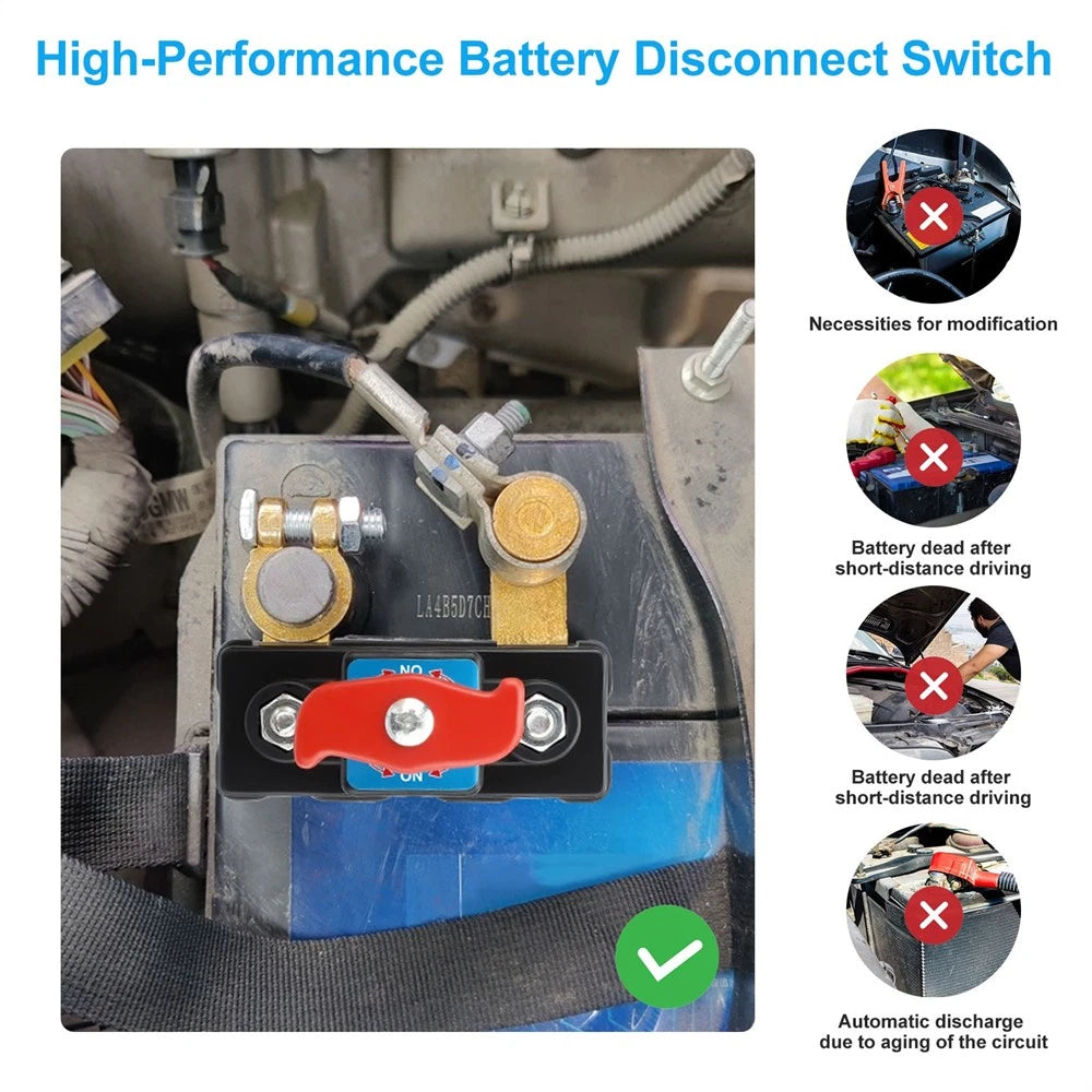 Battery Disconnect Terminal Switch Isolator for Car RV SUV (12V & 24V)