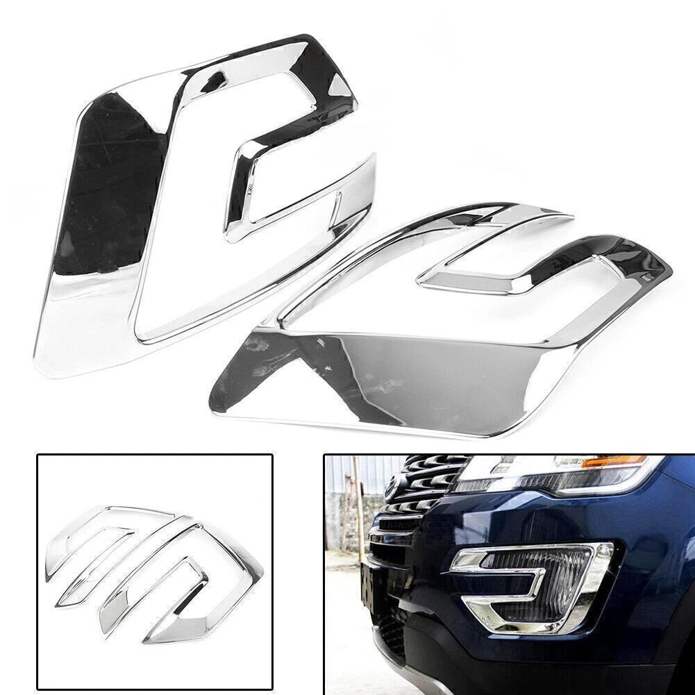 2X Front Fog Light Bezel Cover Trim Chrome for Ford Explorer Sport (2016–2017)