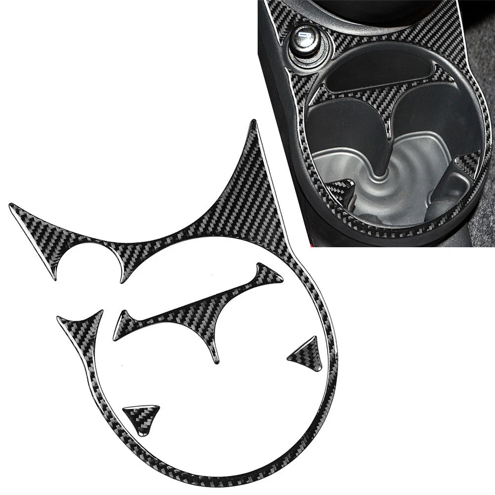 Carbon Fiber Central Console Cup Holder Panel Cover for Fiat 500 (2012–2015)