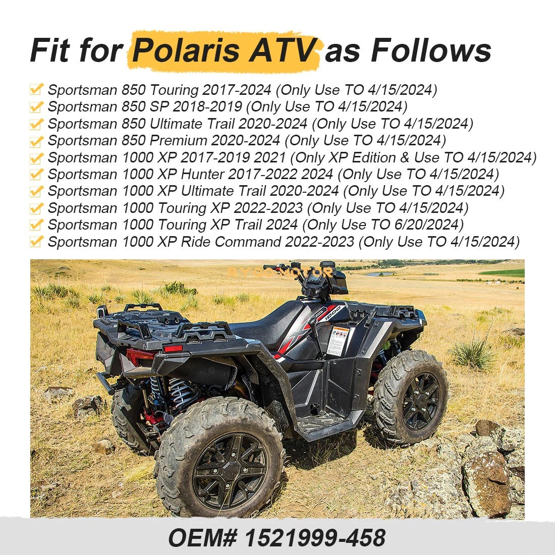 2 Wheel Rim Caps for Polaris Sportsman XP 1000 Touring (2017–2024) #1521999-458
