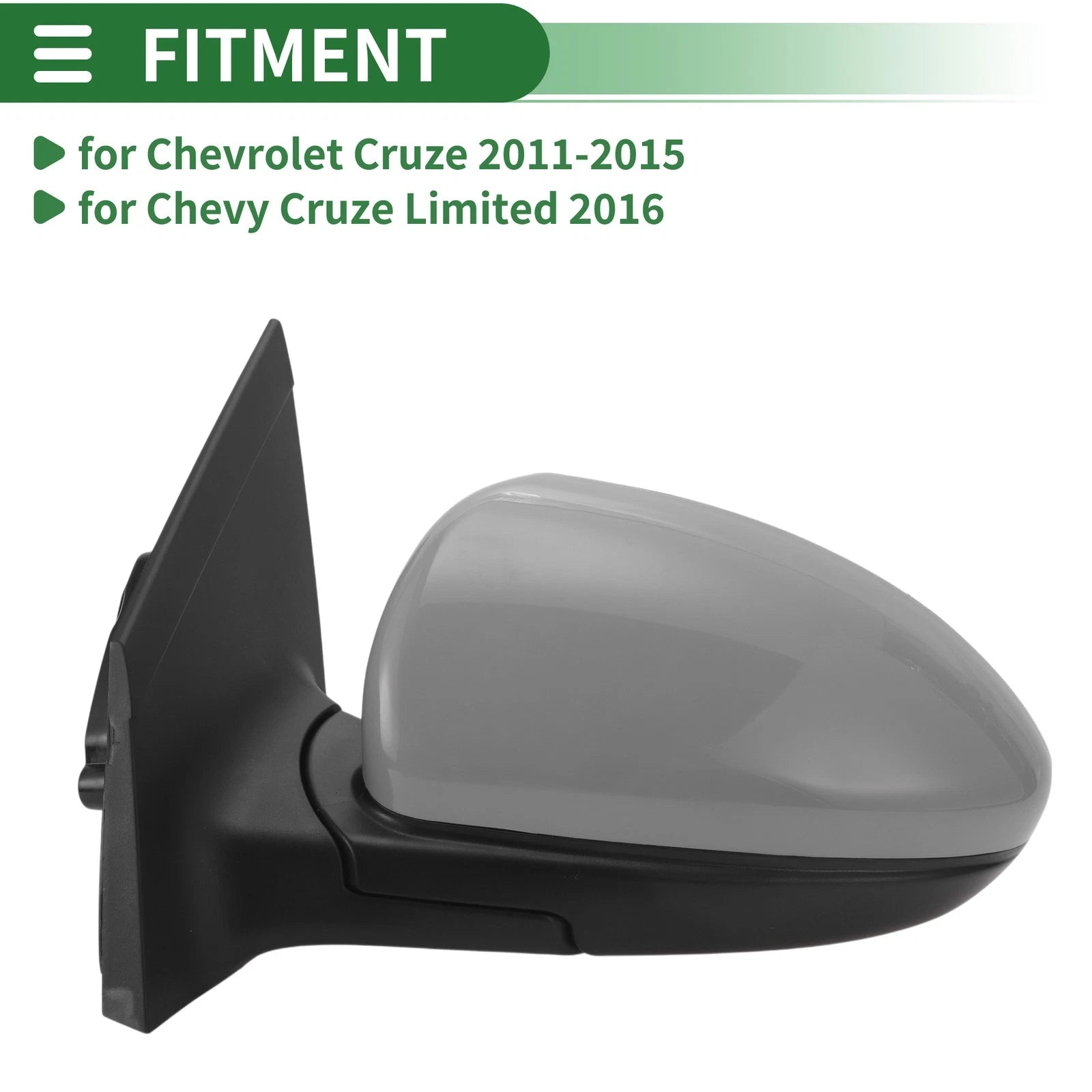 Door Mirror Left Driver Side 3 Pin Replacement for Chevrolet Cruze (2011–2015)
