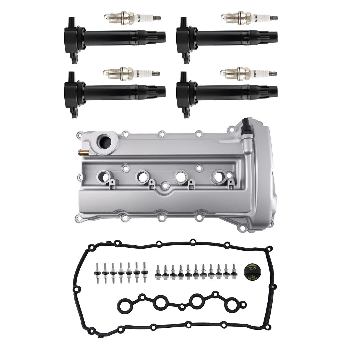 Aluminum Valve Cover + 4 Ignition Coils for Chrysler 200 2.4L (2011–2014)