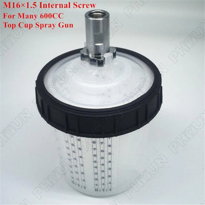 M16x1.5 Internal Thread Adapter Joint w/ 600ML Paint Hard Cup For Spray Gun Tool
