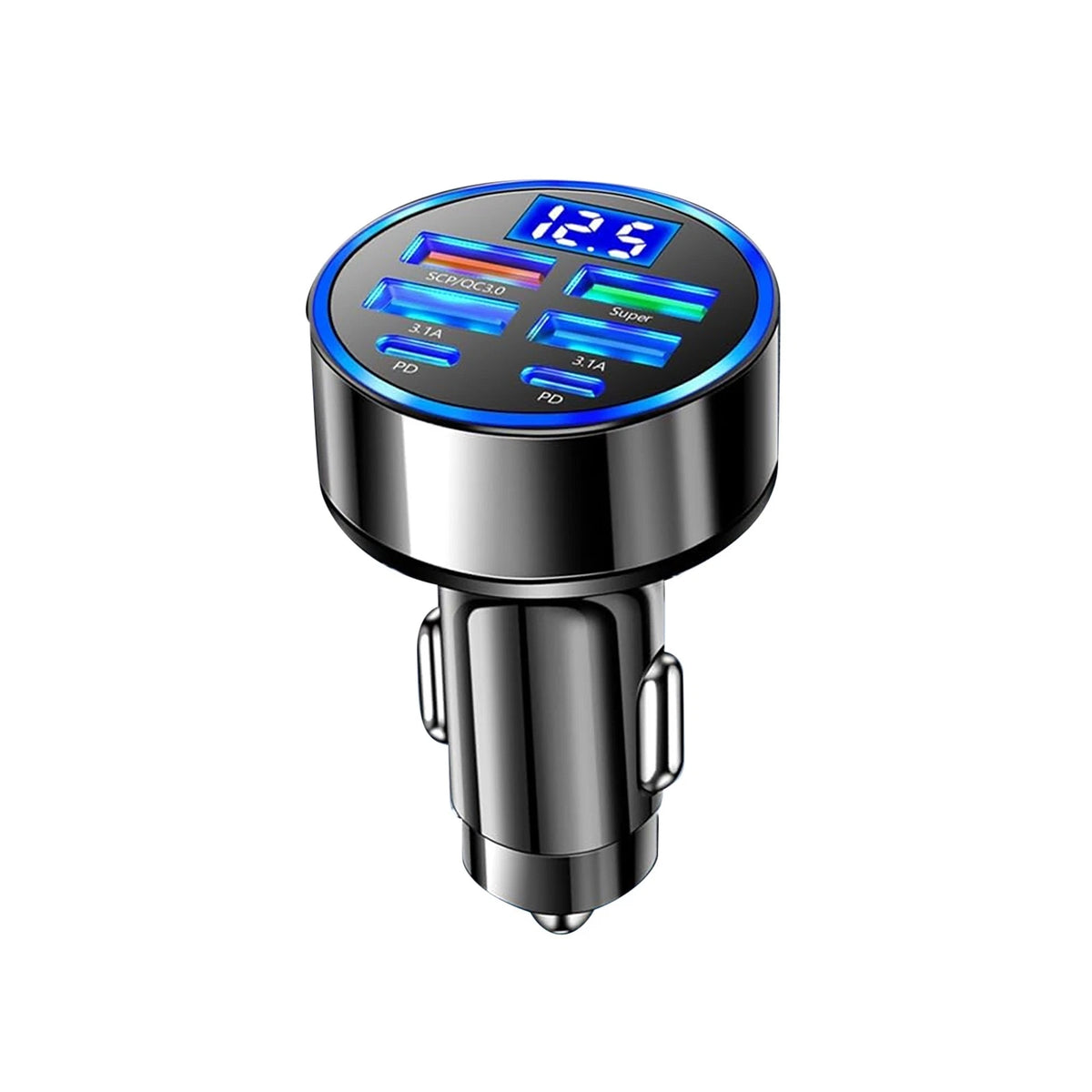 6-Port Car Charger for 12-24V Vehicles (Fast Charging, Temperature Control)