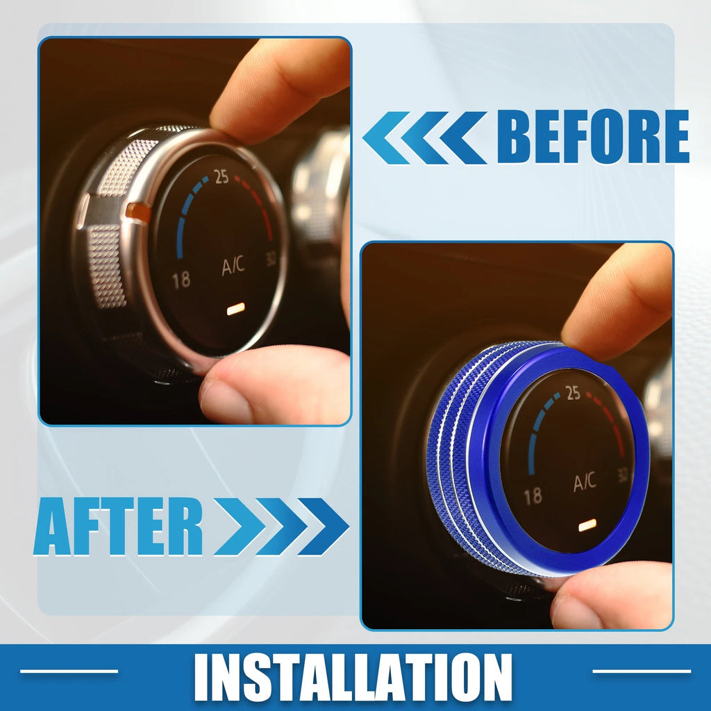 AC Radio Switch Knob Cover Decals for Dodge Durango (2014–2020) Blue Set