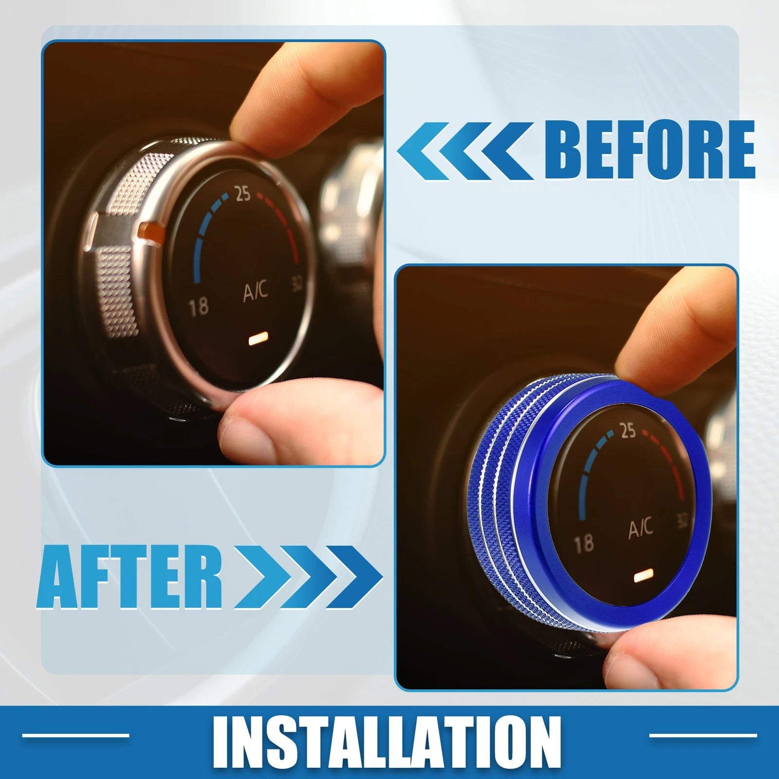 AC Radio Switch Knob Cover Decals for Dodge Durango (2014–2020) Blue Set
