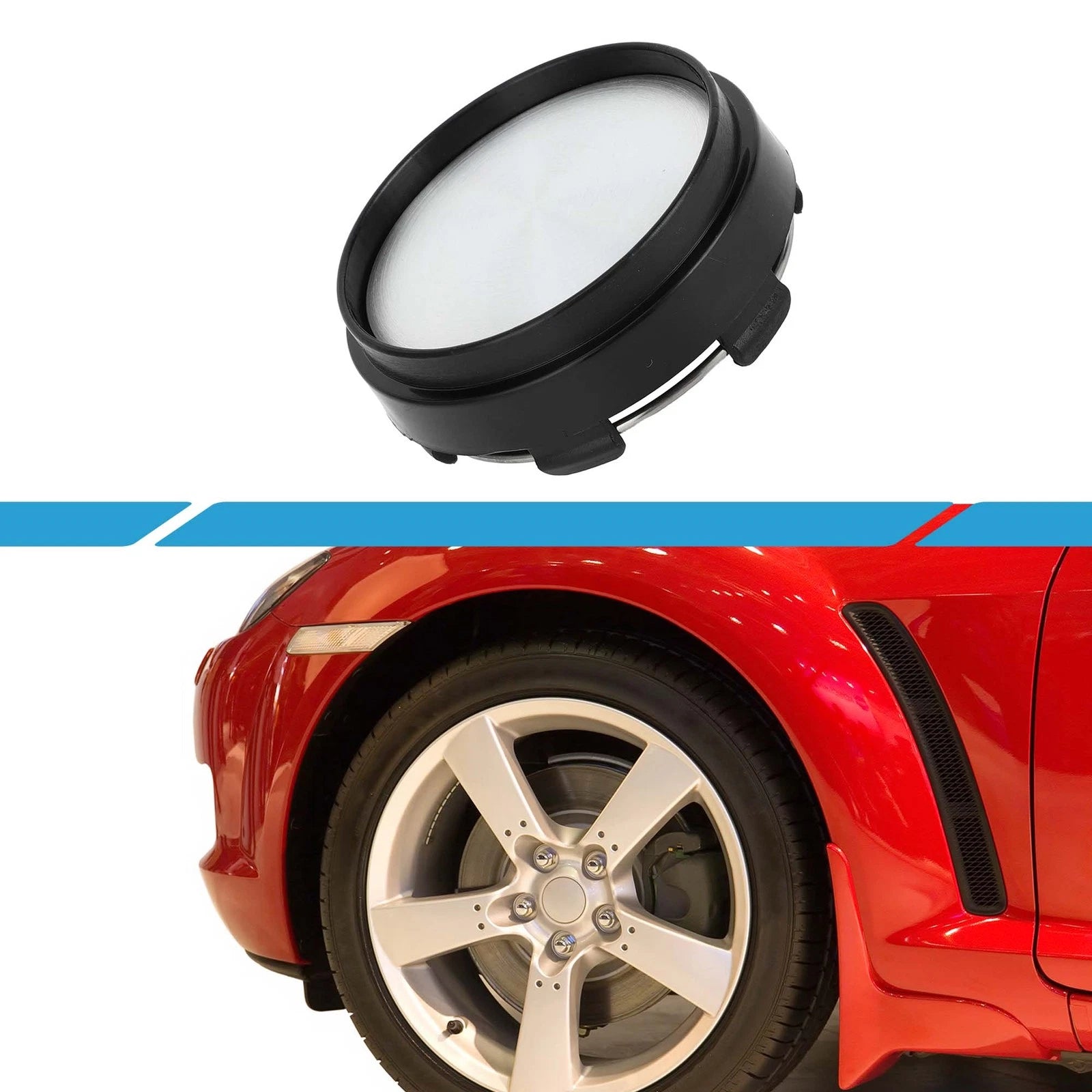 66mm Wheel Center Hub Cap for Universal Fit (Durable Plastic, Black/Silver)