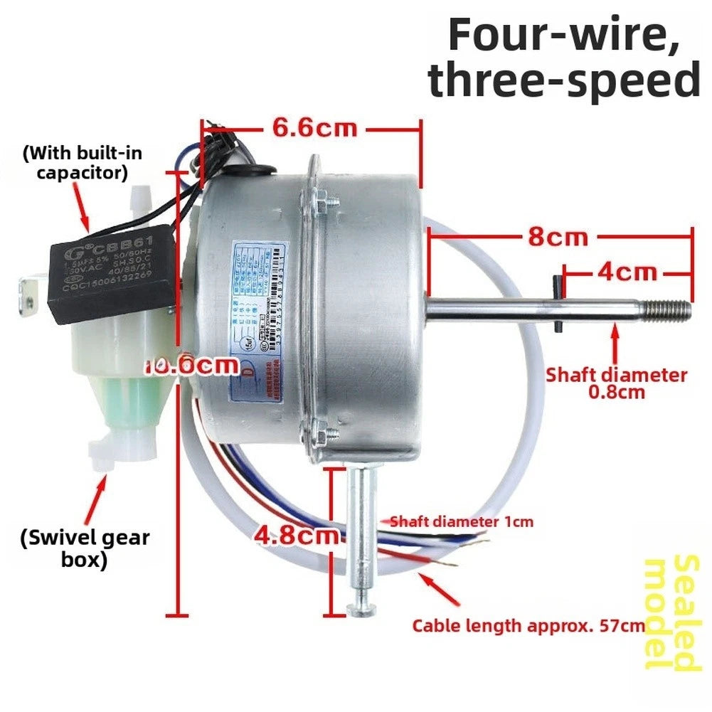 Floor Fan Motor for 220V Models (Aluminum Wire, 4-Wire Control)
