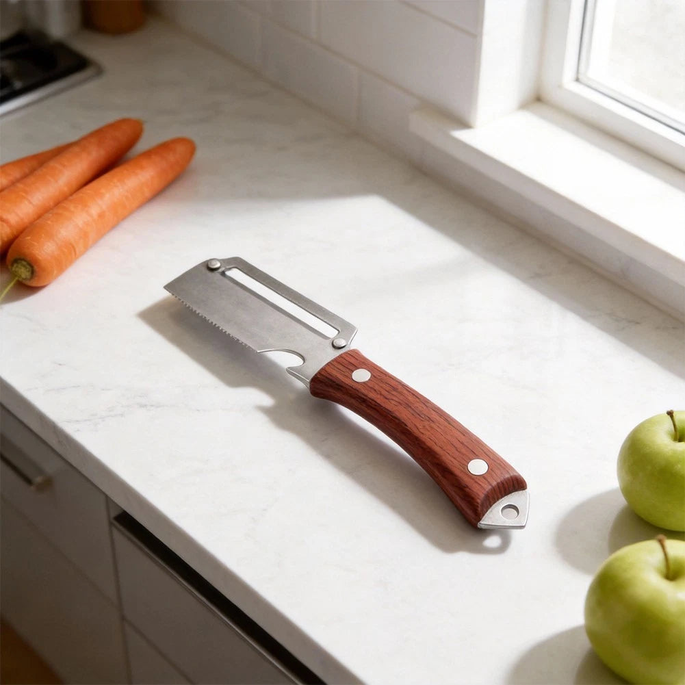 Ergonomic Vegetable Peeler with Non-Slip Grip and Bottle Opener