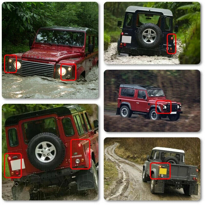 8Pc Smoked LED Light Upgrade Kit for Land Rover 90/110 (1983–2016)