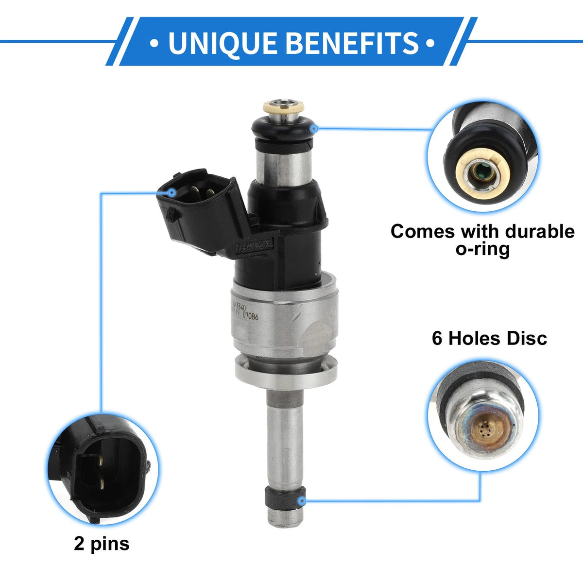 Fuel Injector No. 166006CA0B for Nissan Rogue 2.5 (2021) 1 Pc Black