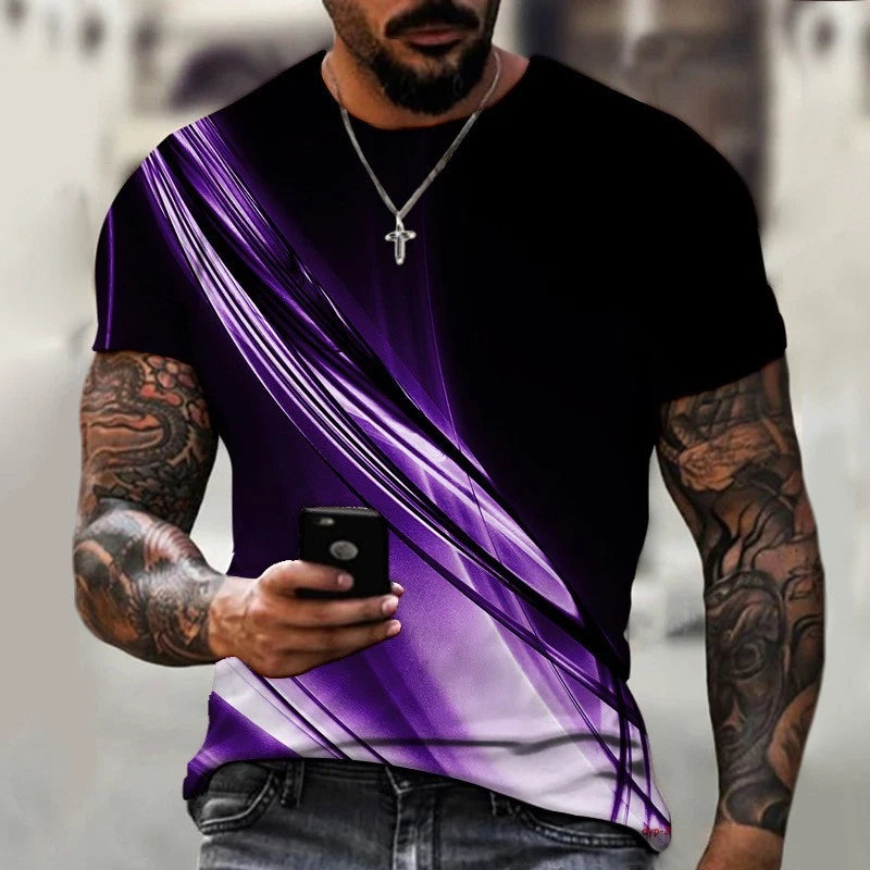 Breathable T-Shirt for Men with Dynamic 3D Print (Summer)