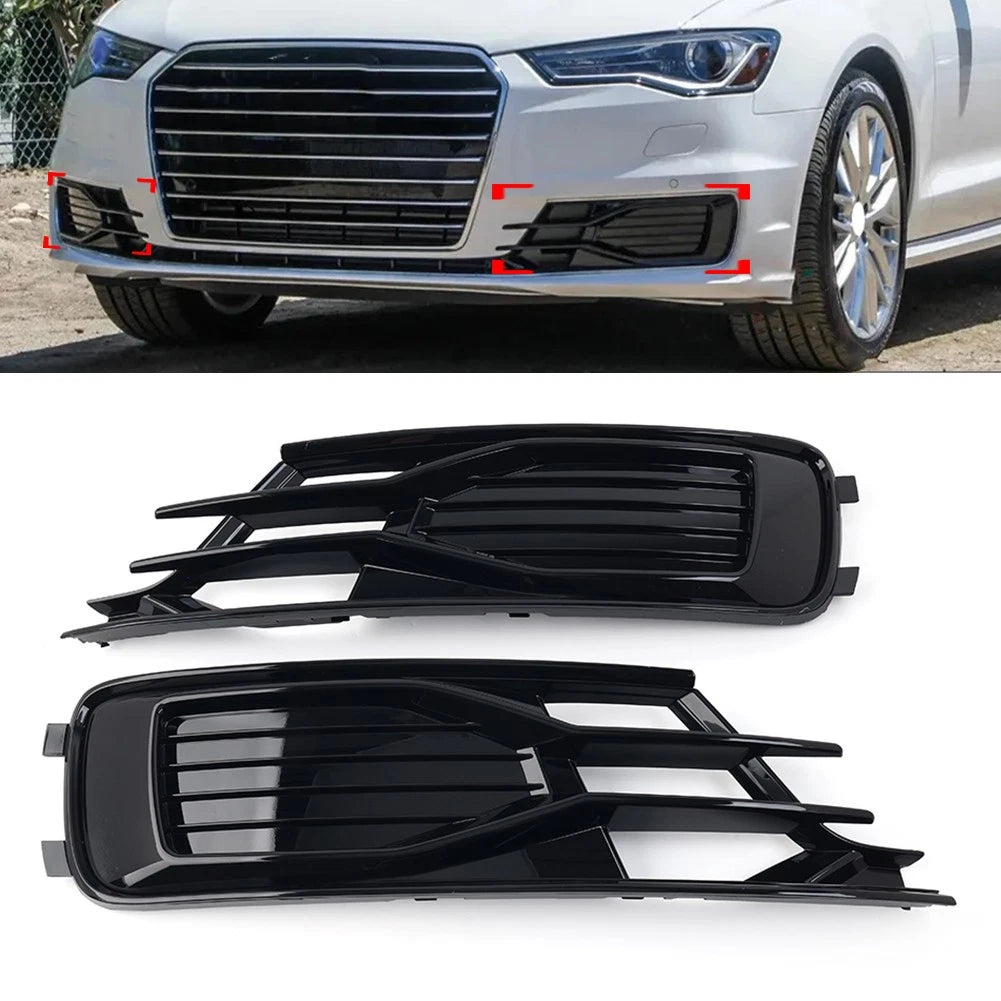 Front Lower Bumper Fog Light Grill Cover for Audi A6 C7 (2014–2018)