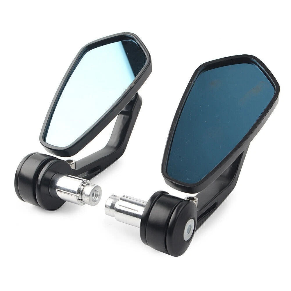 2X 7/8" 22mm Black Handle Bar End Side Rearview Mirrors for Motorcycle