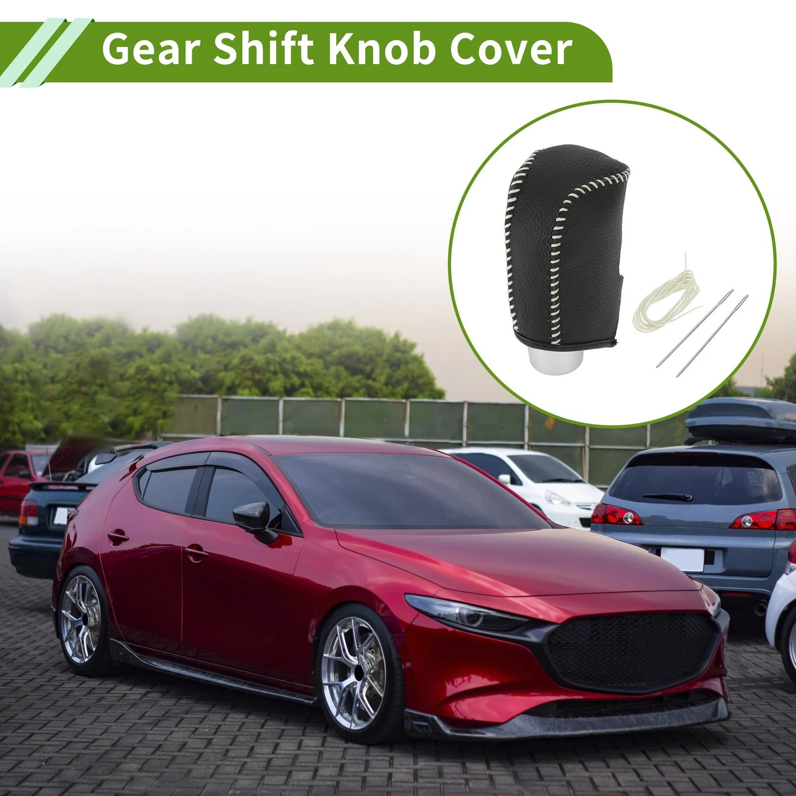Gear Shift Knob Cover Pebbled Leather for Mazda 3 (2014–2018)