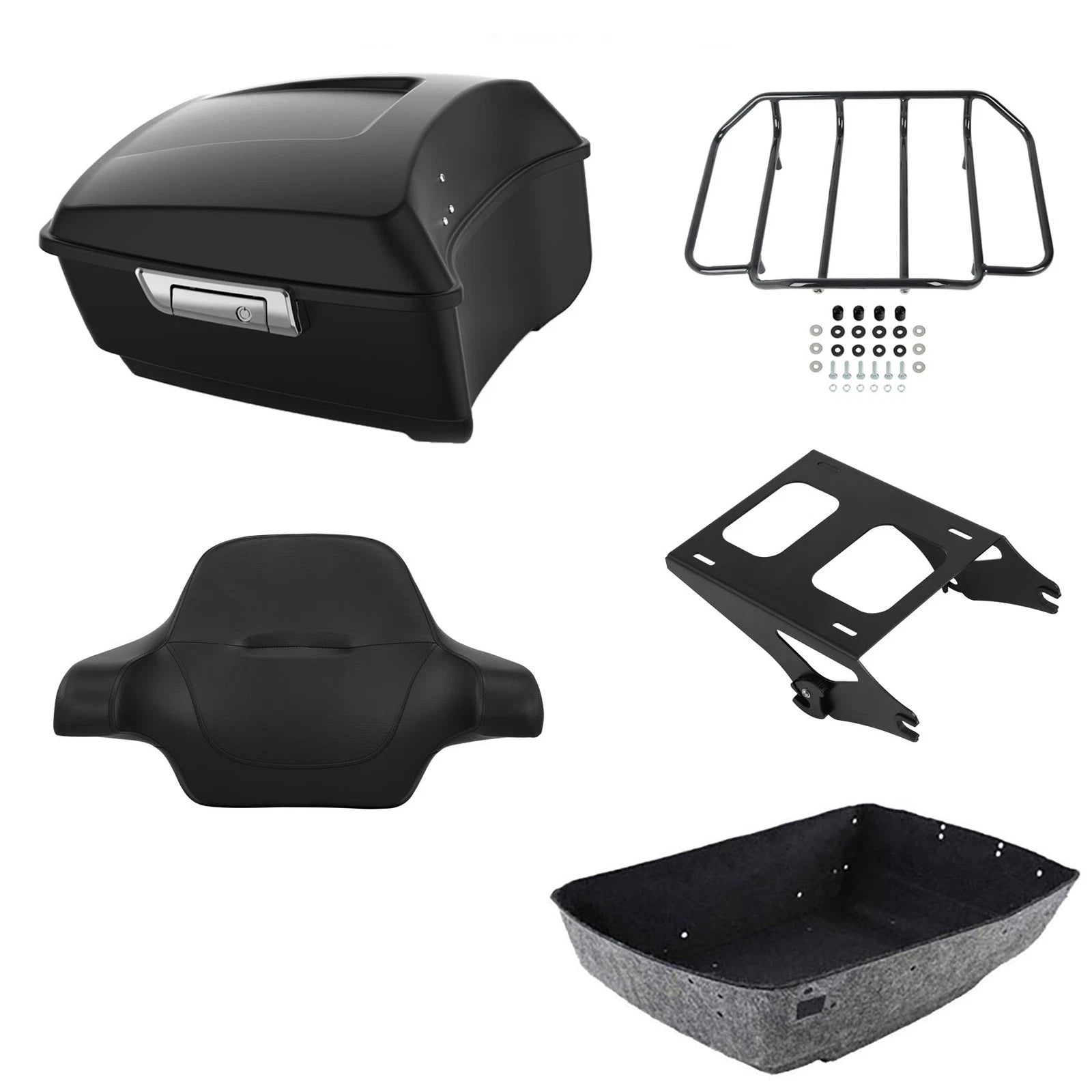 Matte Black Backrest Mount Rack for Harley Touring (2014–2026)