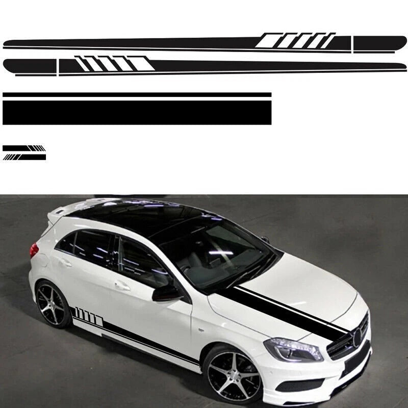 Set of 5 Car Side Body Racing Stripe Vinyl Decals for