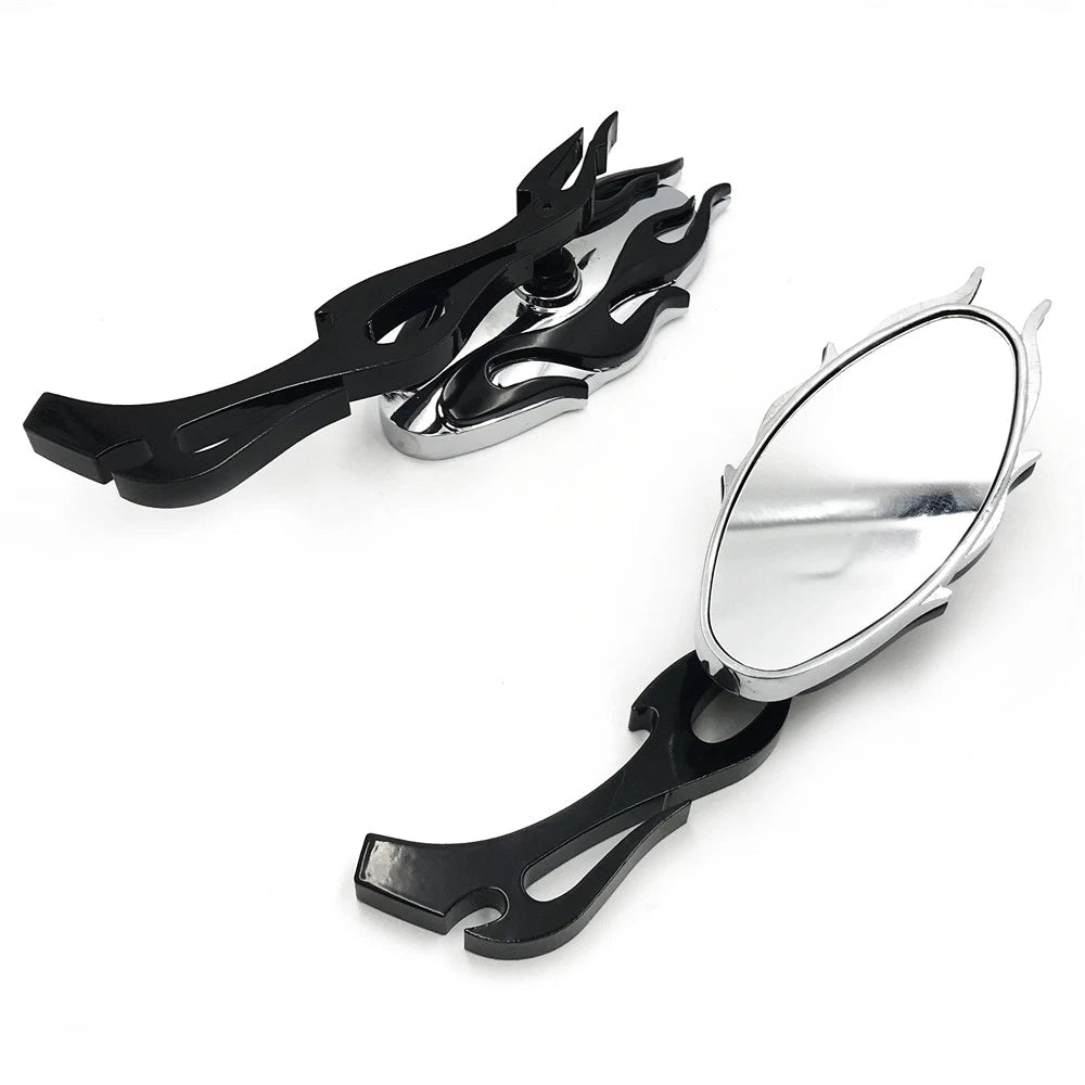 Flame Style Rearview Mirror for Cruiser Chopper Motorcycle (Any Year)
