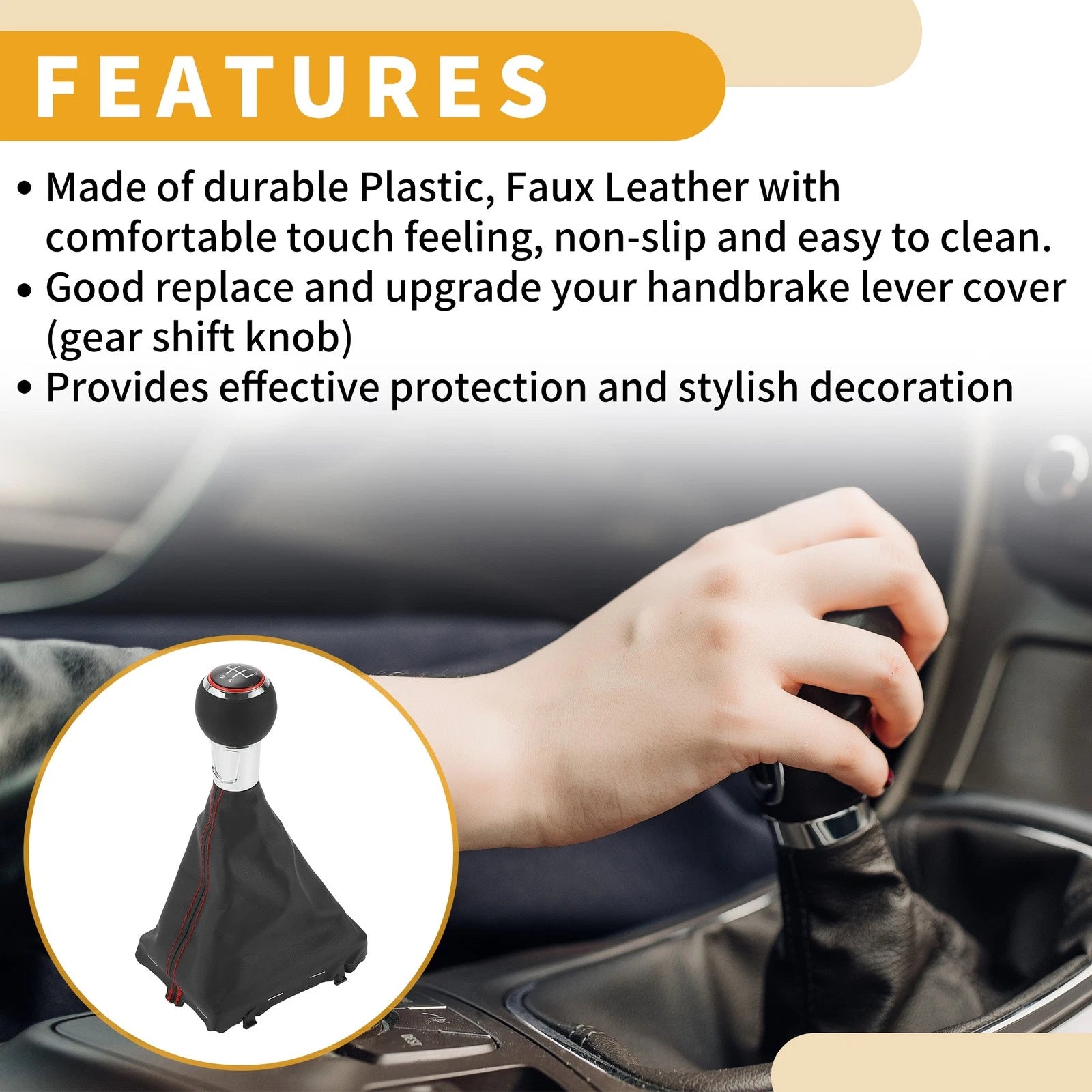 Gear Shift Knob with Boot Dust Cover Replacement for Audi A3 (2010–2019)