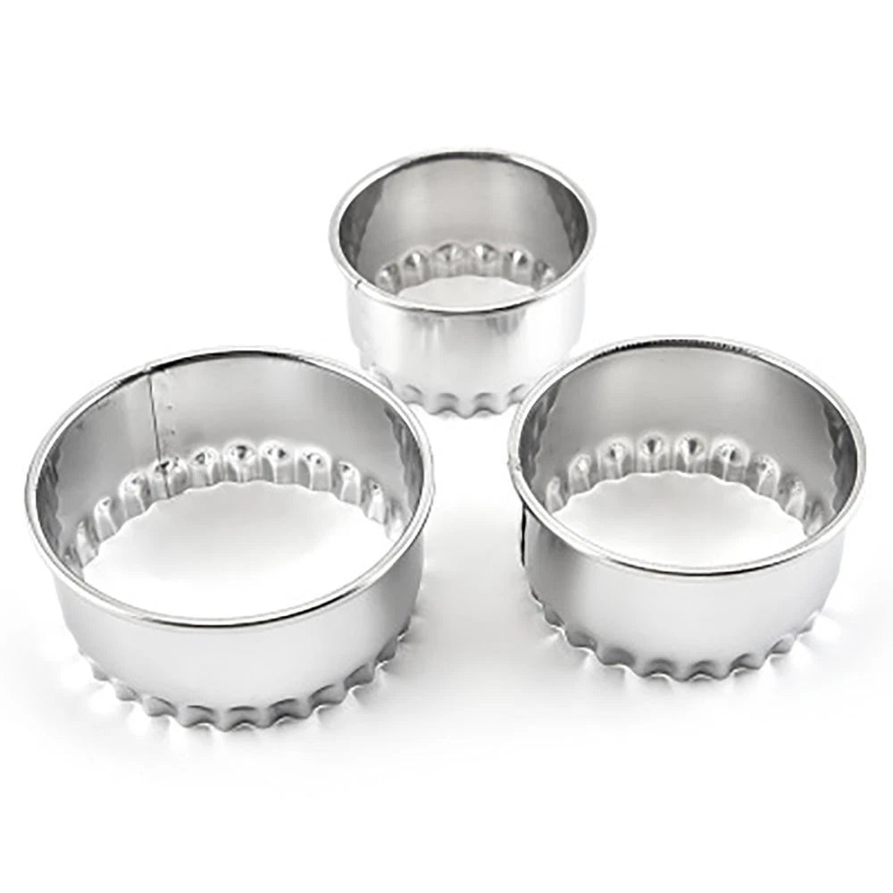 Set of 3 Crinkle Metal Pie Tart Cookie Cutters