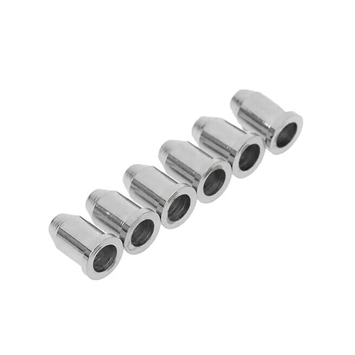 Set of 6 Chrome Through Body String Mounting Ferrules for Electric Guitar